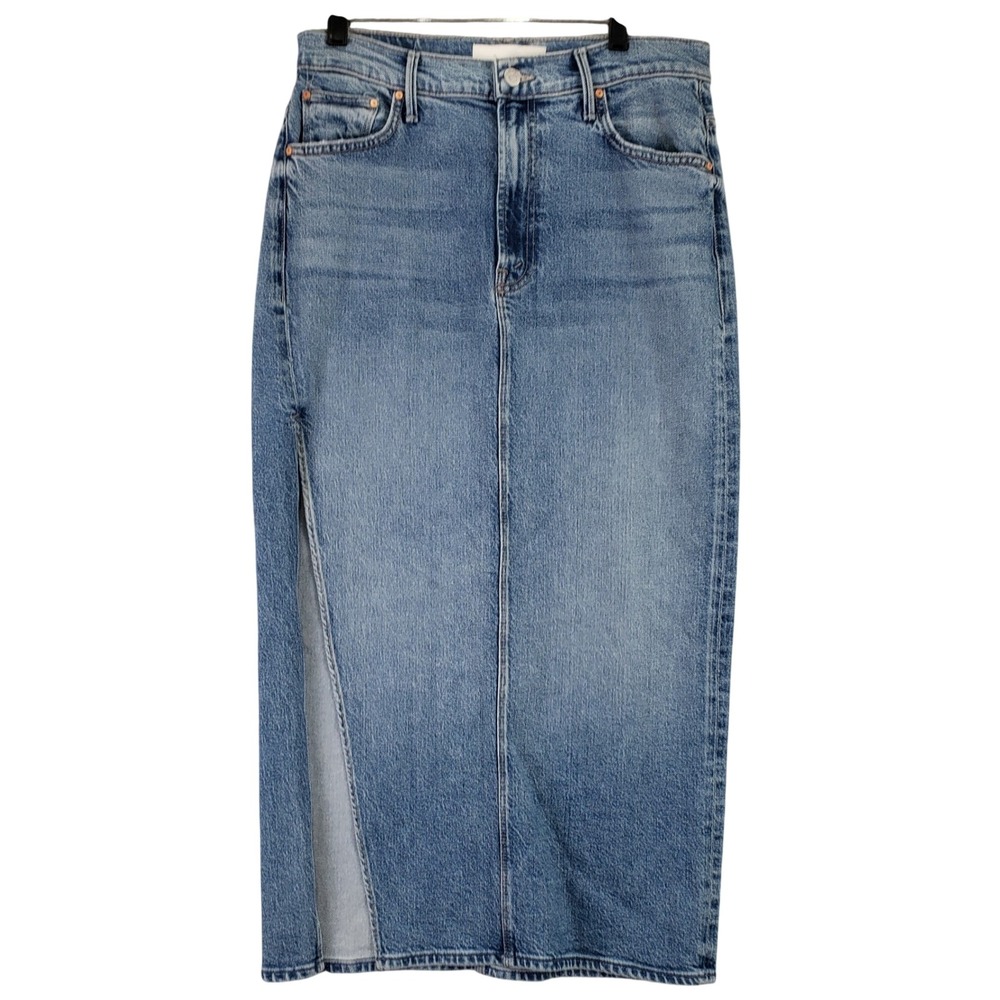 MOTHER The Split Second Maxi Skirt Womens 29 Strike A Pose Blue Denim